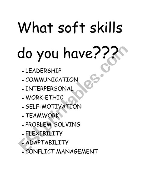 soft skills worksheet pdf